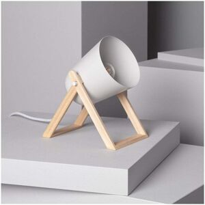 Iluzzia Kiume Single Light Table Lamp In White & Wood Finish - Iluzzia Kiume Single Light Table Lamp In White & Wood Finish -