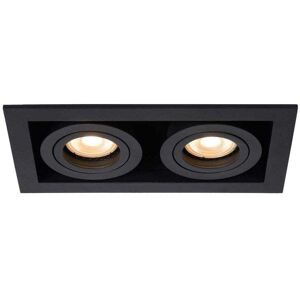 Lucide Chimney Recessed Square Adjustable Twin Downlight In Black Finish - Lucide Chimney Recessed Square Adjustable Twin Downlight In Black Finish -