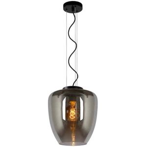 Lucide Florien Single Light Ceiling Pendant Pendant In Black Finish With Smoked Grey Glass Shade - Lucide Florien Single Light Ceiling Pendant Pendant In Black Finish With Smoked Grey Glass Shade -
