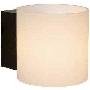 Lucide Jelte Single Light Bathroom Wall Fitting In Black Finish With White Glass Shade - Lucide Jelte Single Light Bathroom Wall Fitting In Black Finish With White Glass Shade -