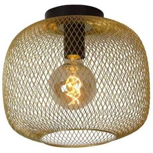 Lucide Mesh Single Light Flush Ceiling Fitting In Satin Brass Finish - Lucide Mesh Single Light Flush Ceiling Fitting In Satin Brass Finish -
