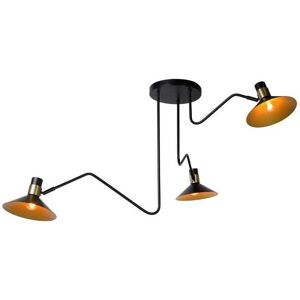 Lucide Pepijn 3 Light Ceiling Pendant In Black & Gold Finish - Lucide Pepijn 3 Light Ceiling Pendant In Black & Gold Finish -