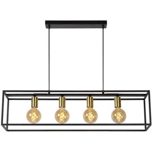 Lucide Ruben 4 Light Ceiling Bar Pendant In Black & Gold Finish - Lucide Ruben 4 Light Ceiling Bar Pendant In Black & Gold Finish -
