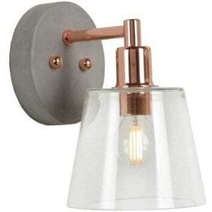 Lucide Vitri Single Light Wall Fitting In Grey And Copper Finish With Clear Glass Shade - Lucide Vitri Single Light Wall Fitting In Grey And Copper Finish With Clear Glass Shade -