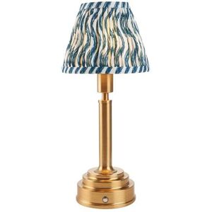 Luxia Aspley LED USB Rechargeable Touch Table Lamp - Brushed Brass with Blue Shade - Luxia Aspley LED USB Rechargeable Touch Table Lamp - Brushed Brass with Blue Shade -