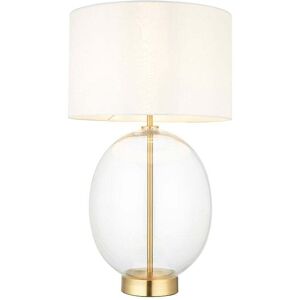 ENDON Kelda Oval Table Lamp - Satin Brass - Vintage White - Table Lamp ENDON Kelda Oval Table Lamp - Satin Brass - Vintage White - Table Lamp
