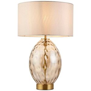 ENDON Elin Dimple Table Lamp - Champagne White - Vintage - Satin Brass - Table Lamp ENDON Elin Dimple Table Lamp - Champagne White - Vintage - Satin Brass - Table Lamp