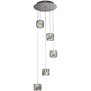 Searchlight Lighting 46488 Margot 5 Light LED Cascade Ceiling Pendant In Polished Chrome Finish With Smoked Glass Shades - Searchlight Lighting 46488 Margot 5 Light LED Cascade Ceiling Pendant In Polished Chrome Finish With Smoked Glass Shades -