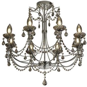 Searchlight Lighting 46496 Luna 8 Light Semi-Flush Bathroom Chandelier Ceiling Fitting In Polished Chrome Finish With Smoked Glass - Searchlight Lighting 46496 Luna 8 Light Semi-Flush Bathroom Chandelier Ceiling Fitting In Polished Chrome Finish With Smoked Glass -