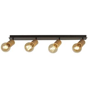 Searchlight Lighting Spinny 4 Light Spotlight Bar In Matt Black & Wood Finish - Searchlight Lighting Spinny 4 Light Spotlight Bar In Matt Black & Wood Finish -