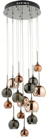 Dar Lighting Dar Aurelia 15 Light Low Voltage Halogen Ceiling Pendant in Black Chrome Finish - Black