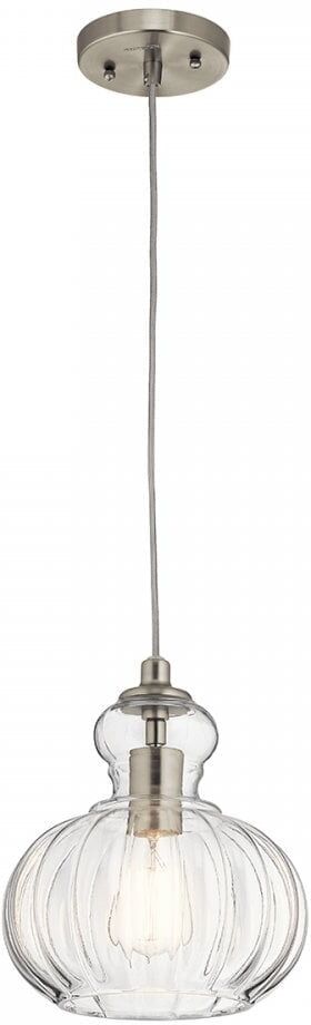 Elstead Lighting Elstead Kichler Riviera Single Light Ceiling Pendant in Brushed Nickel Finish -