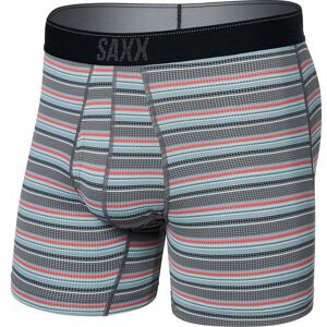 Saxx Quest Quick Dry Mesh Boxer Brief Fly / Field Stripe/ Charcoal / L  - Size: Large
