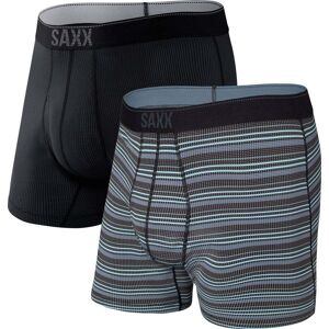 Saxx Quest Quick Dry Mesh Boxer Brief Fly 2PK / Sunrise Stripe/ Black  - Size: Extra Large