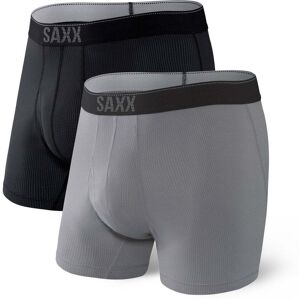 Saxx Quest Quick Dry Mesh Boxer Brief Fly 2PK / Black/Dark Charcoal II  - Size: Large