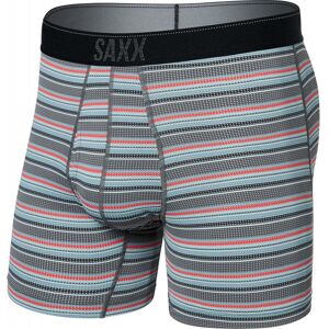 Saxx Quest Quick Dry Mesh Boxer Brief Fly / Field Stripe/ Charcoal / M  - Size: Medium