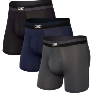 Saxx Sport Mesh Boxer Brief Fly (3 Pack) / Black/Navy/Graphite / M  - Size: Medium