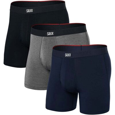 Saxx Vibe Xtra Boxer Brief Fly 3Pk / Black/Dk Grey Hthr/Navy / L - Size: Large Saxx Vibe Xtra Boxer Brief Fly 3Pk / Black/Dk Grey Hthr/Navy / L - Size: Large