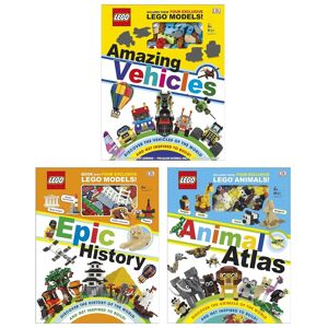 LEGO Amazing Vehicles, Animal Atlas & Epic History By Rona Skene 3 Books Collection Set - Ages 7-9 - Hardback DK