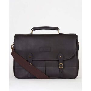 Barbour Unisex Leather Briefcase  - Dark Brown - One Size - male