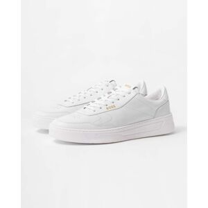 Boss Orange Baltimore Mens Low Top Leather Trainers with Gold-Tone Log - White 100 - UK9 EU43 US10 - male