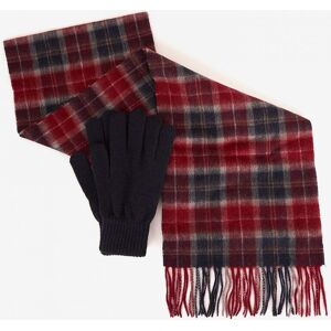 Barbour Tartan Mens Scarf & Glove Gift Set  - Cranberry - One Size - male