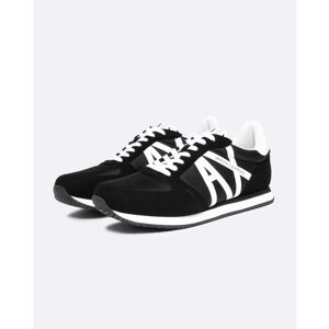 Armani Exchange Mens AX Logo Retro Runner  - Black/White - UK11 EU45 US12 - male