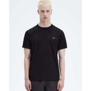 Fred Perry Mens Ringer T-Shirt  - Black/Runaway Bay Ocean W28 - M - male