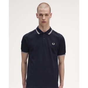 Fred Perry Mens Twin Tipped Signature Polo Shirt  - Navy/White/Silky Peach S33 - S - male