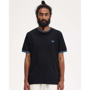 Fred Perry Mens Twin Tipped T-Shirt  - Black/Light Smoke/Runaway Bay Ocean V18 - L - male