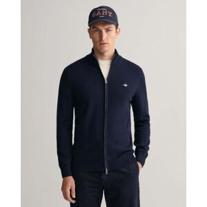 GANT Mens Casual Cotton Zip Cardigan  - 433 Evening Blue - M - male