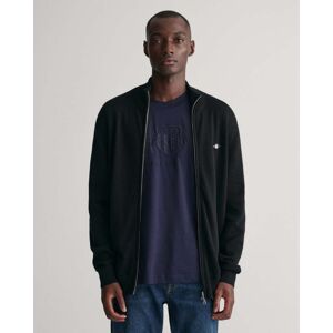 GANT Mens Casual Cotton Zip Cardigan  - 5 Black - L - male