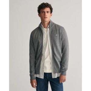 GANT Mens Casual Cotton Zip Cardigan  - 92 Dark Grey Melange - XL - male