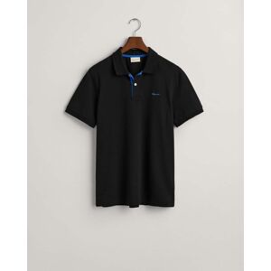 GANT Regular Fit Short Sleeve Contrast Pique Rugger  - 5 Black - M - male