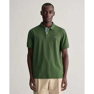 GANT Regular Fit Short Sleeve Contrast Pique Rugger  - 313 Pine Green - L - male