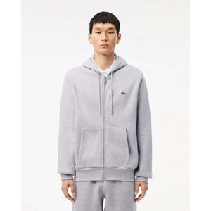 Lacoste Mens Fleece Full-Zip Hoodie  - Silver Chine CCA - L - male