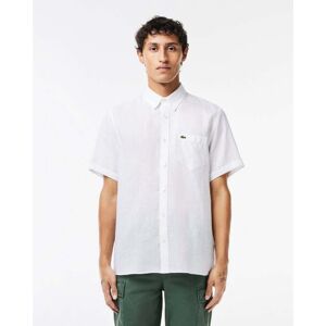 Lacoste Mens Short Sleeve Straight Cut Linen Shirt  - White 001 - M - male