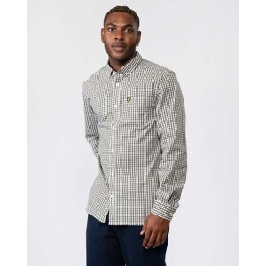 Lyle & Scott Long Sleeve Slim Mens Gingham Shirt  - W536 Olive/White - M - male