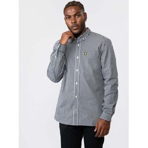 Lyle & Scott Long Sleeve Slim Mens Gingham Shirt  - Z893 Jet Black/White - L - male