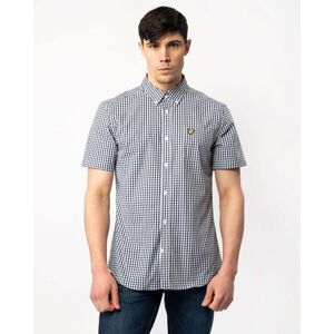 Lyle & Scott Mens Short Sleeve Slim Gingham Shirt  - Z650 Navy/White - M - male