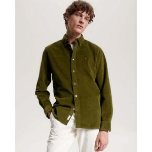 Tommy Hilfiger Flex Solid Mens Corduroy Shirt  - Putting Green - M - male