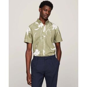 Tommy Hilfiger Large Tropical Print Mens Shirt  - Faded Olive/Optic White - M - male