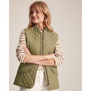 Joules Minx Womens Diamond Quilt Gilet 223560  - Taupe Green - UK10 EU38 US6 - female