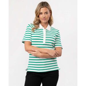 Tommy Hilfiger 1985 Regular Pique Stripe Womens Polo  - Breton Ecru/Olympic Green - S - female