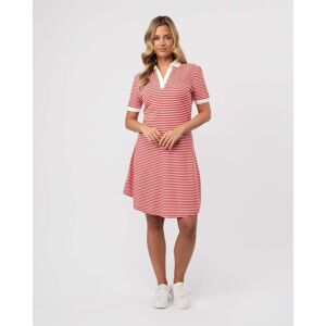 Tommy Hilfiger F&F Open Placket Lyocell Womens Polo Dress  - Breton Fierce Red/Ecru - M - female