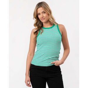 Tommy Hilfiger Stripe Rib Womens Slim Tank Top  - Mini Stripe Olympic Green/White - S - female