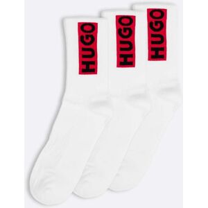 Hugo Boss 3 Pack QS Logo Design Mens Combed Cotton Socks  - White 100 - UK6-12 EU40-46 US7-13 - male