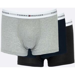 Tommy Hilfiger 3 Pack Mens Contrast Trunks  - Desert Sky/Black/Grey Heather - L - male