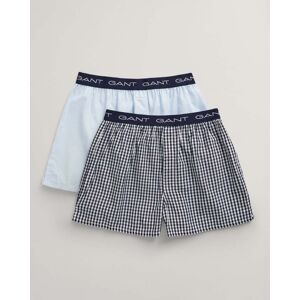 GANT Mens Gingham And Stripe Boxer Shorts 2 -Pack  - 409 Classic Blue - L - male