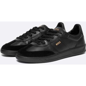 Orange Brandon Mens Leather and Suede Trainers with Embossed Logo - Black 005 - UK8 EU42 US9 - male